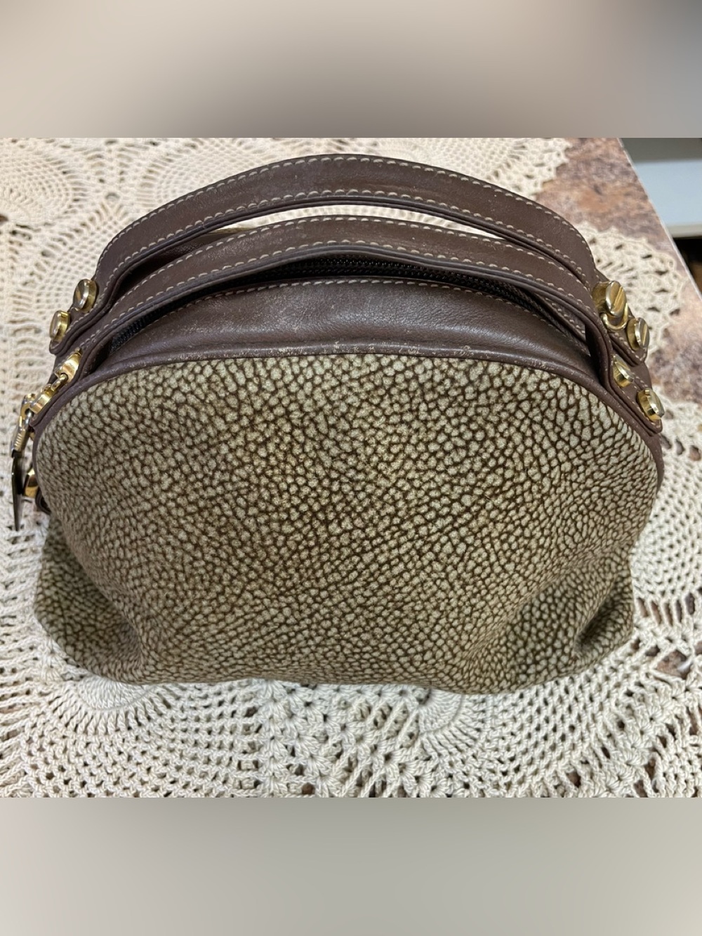 Borbonese Redwall Brown Suede handbag